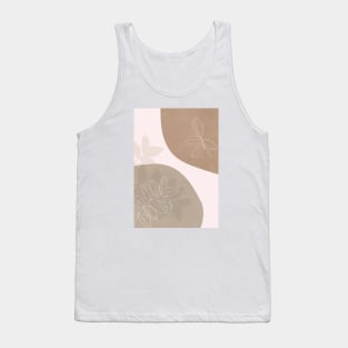 Neutral Abstract Shapes, Line Art Drawing, Scandi Artwork 3 Tank Top